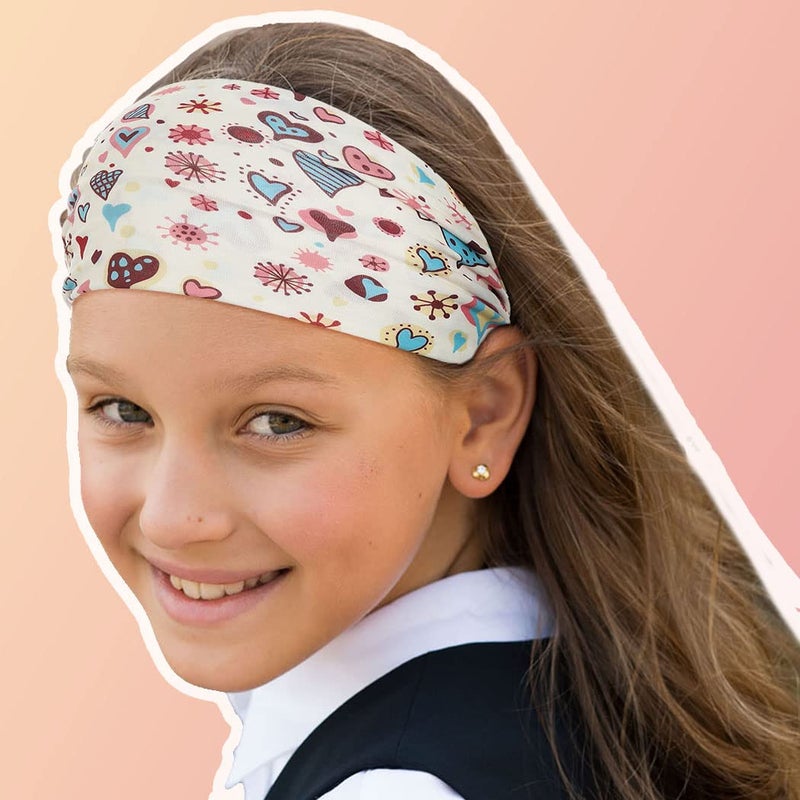 Bohend Girls Headbands Wide Knotted Hair Bands 3Pcs Non Slip Elastic Cute Head Bands Workout Yoga Sweatband Hair Accessories for Girls and Kids (C) - Image 4